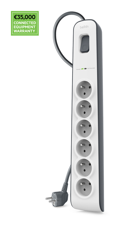 Multiprise parafoudre 6 prises BSV603 de Belkin avec garantie des matériels connectés à hauteur de 35 000 €