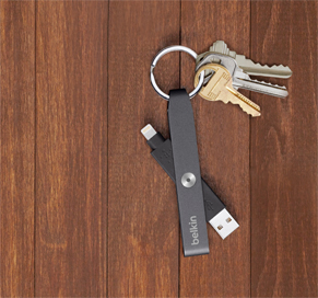 Lightning-to-USB keychain in Grey