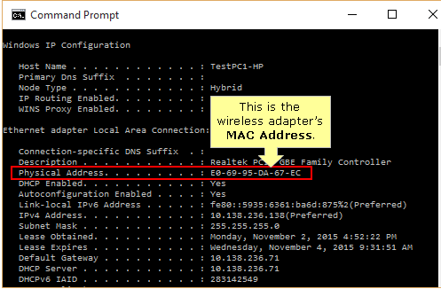 get mac address in command line linux
