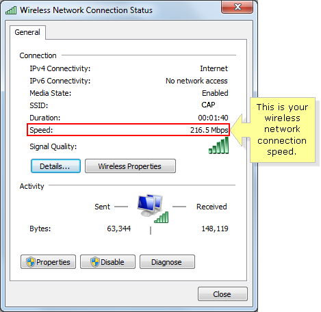 windows ethernet status speed