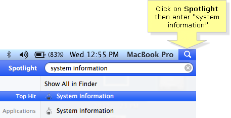 System Information Spotlight search